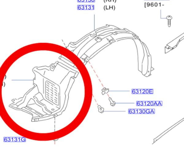 NISSAN Fender Liner Front RHS Driver Side - Skyline R33 GTS/T