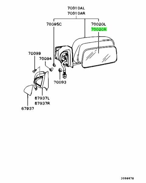 Mitsubishi Side Mirror Heated RHS - EVO 7 8 9 CT9A