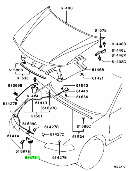 Mitsubishi Bonnet Hood latch - EVO 5 6 6.5 CP9A