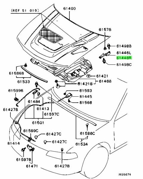 Mitsubishi Bonnet Hinge RHS - EVO 5 6 CP9A