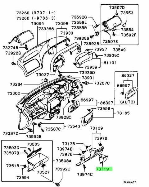 Mitsubishi Lower Dash Pocket - EVO 5 6 CP9A
