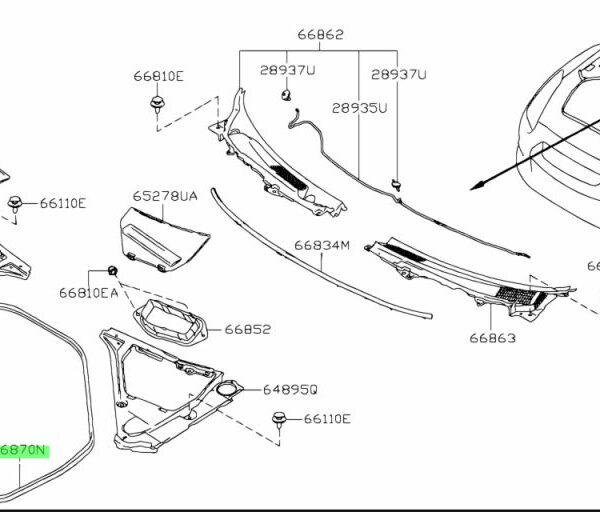 Nissan Engine Bay Weather Strip Rubber Seal - R35 GTR