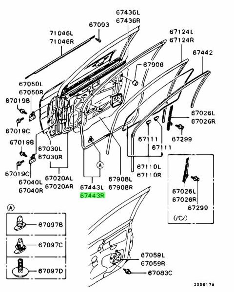 Mitsubishi Front Door Seal RHS - EVO 7 8 9 CT9A