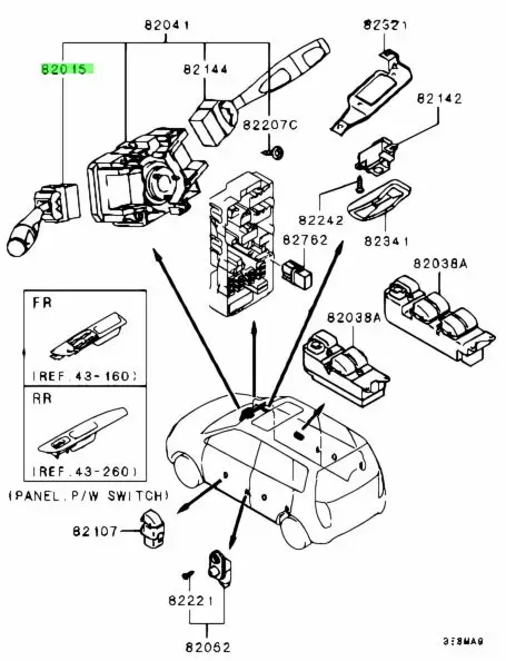 Mitsubishi Windscreen Wiper Stalk Switch - EVO 8 CT9A